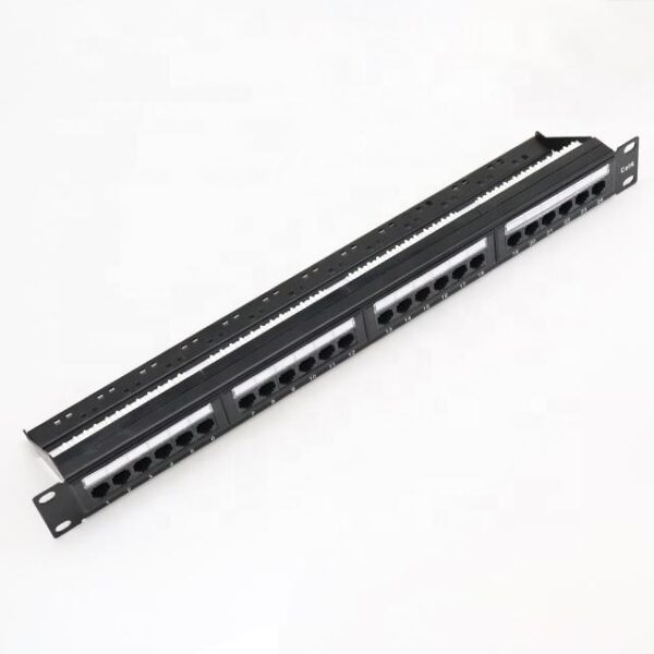 Cat5e/Cat6 24 Ports UTP 110 Dual IDC/Kron Keystone Patch Panel with Cable Management(Back Bar)